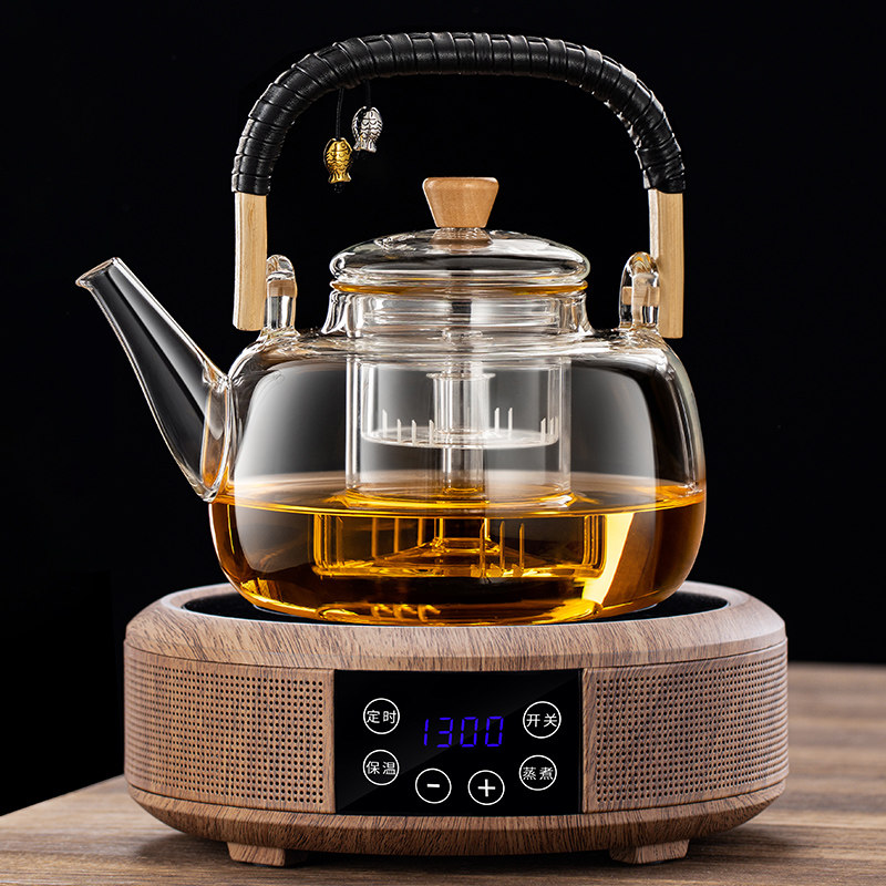 蒸煮一体b玻璃茶壶1.3L大容量电陶炉加热全自动煮茶器烧水泡茶,餐饮具,茶壶,淘宝优惠券,粉丝福利购,淘宝优惠卷