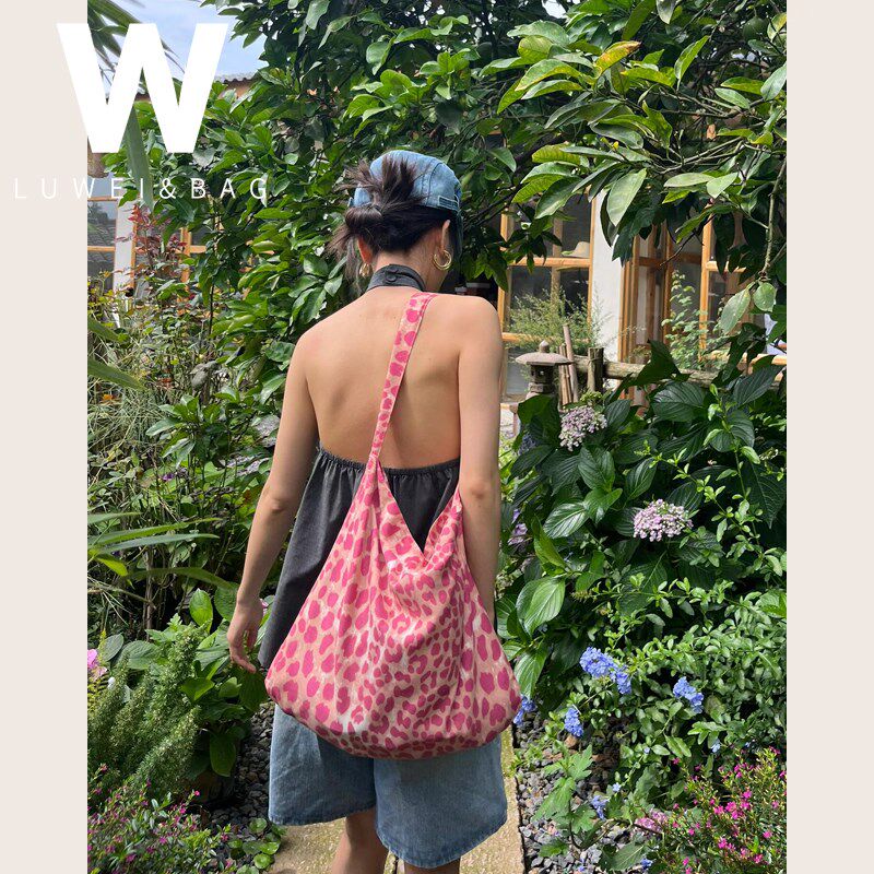 韩系大容量豹纹帆布包女上班通勤松弛感包202P4新款粉色手提单肩,箱包皮具/热销女包/男包,时尚帆布包,淘宝优惠券,粉丝福利购,淘宝优惠卷