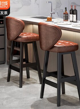 吧台椅椅子酒吧椅实木吧q台凳餐厅商用靠背椅子咖啡驻唱凳子高脚