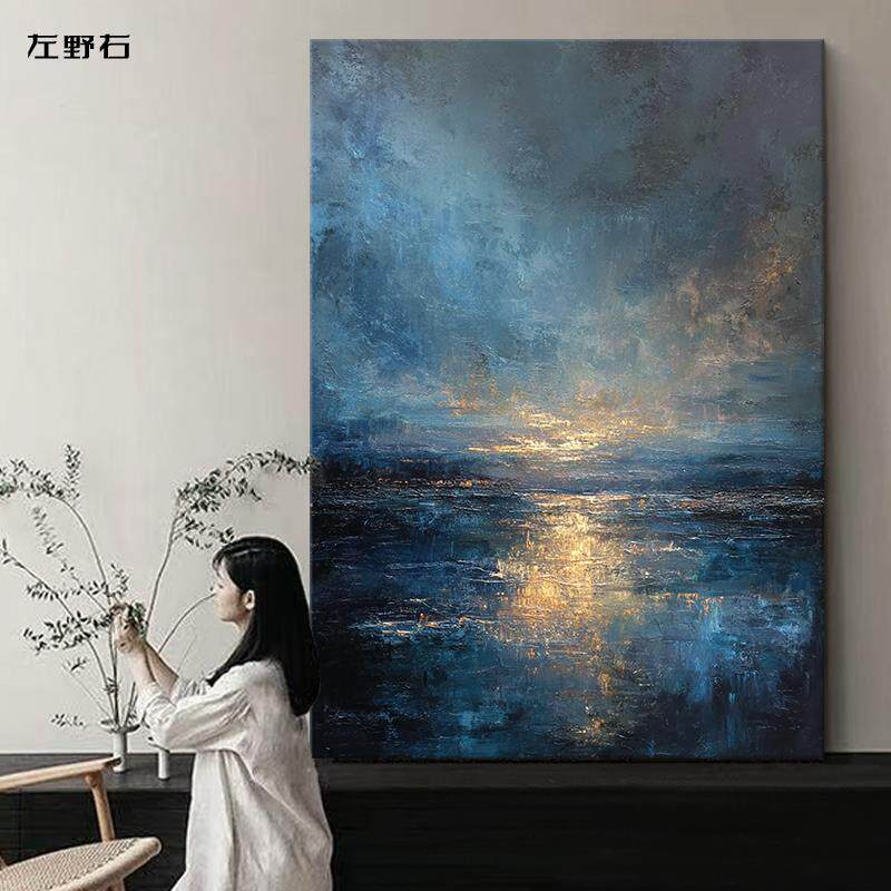 黎明意式极简纯手绘油画客厅美式轻奢装饰画玄关肌理挂画高级沙发