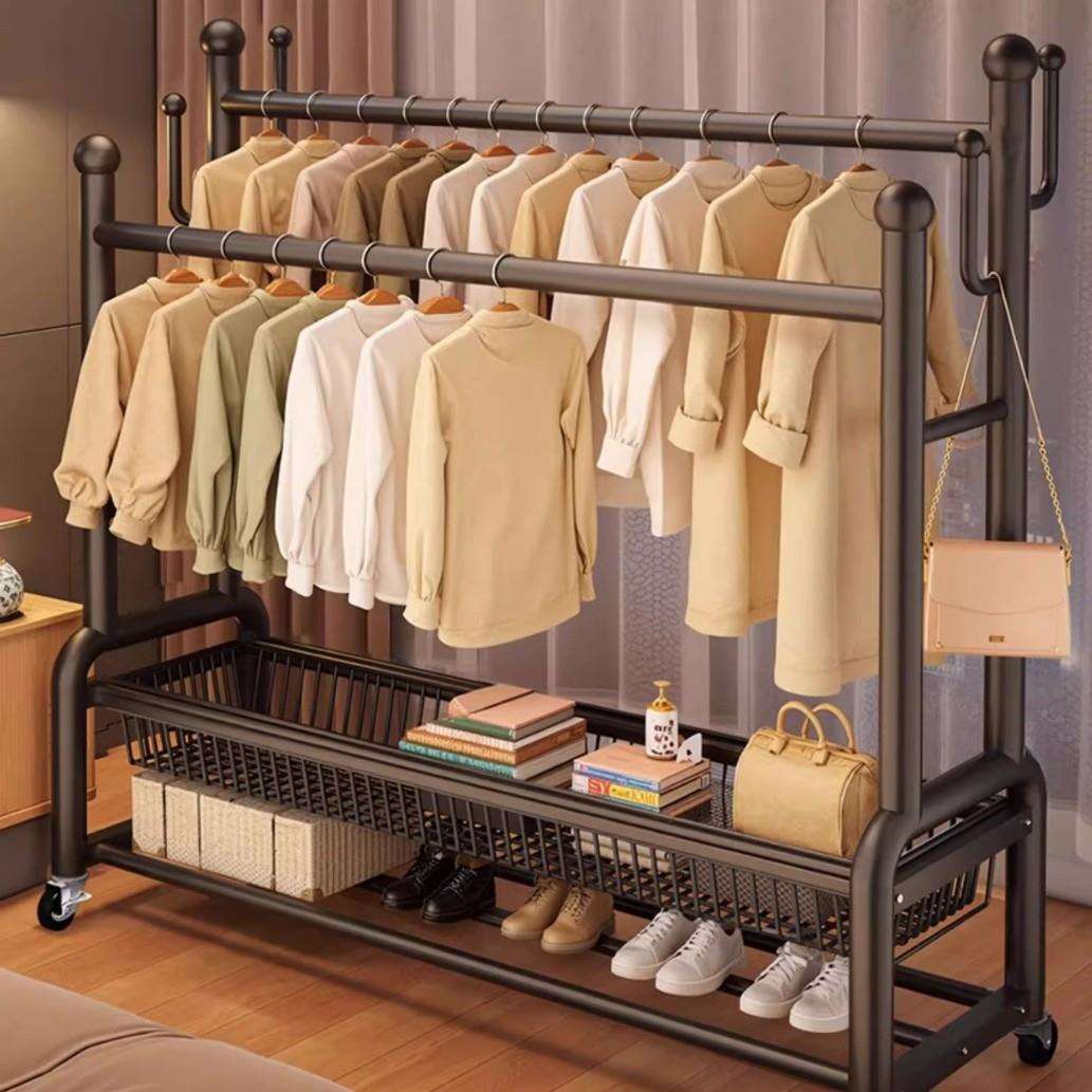 简易衣帽架可移动室内晾衣架落地房间挂衣架子家用卧室衣服收纳架