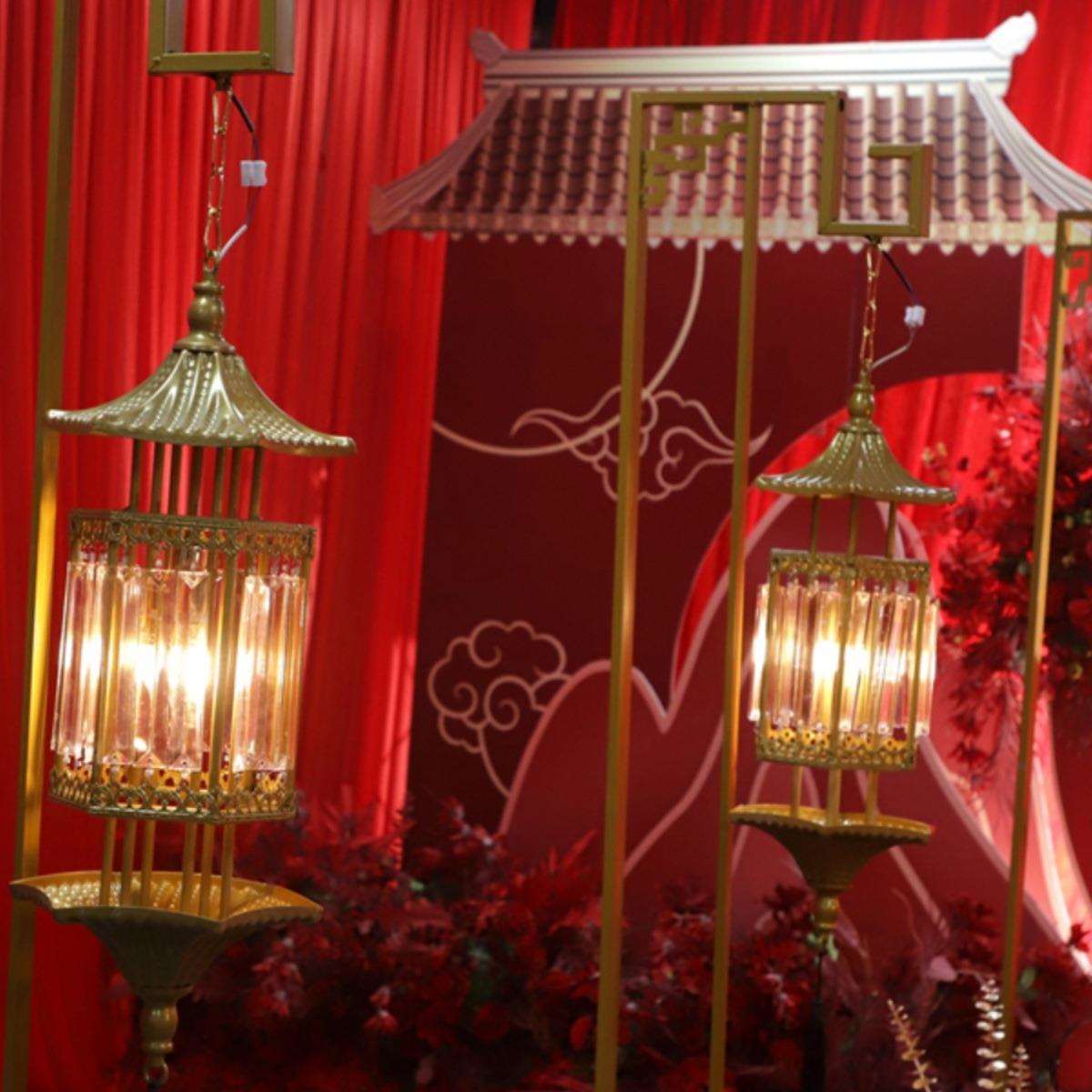 2024新款婚庆道具中式宫灯路引婚礼现场布置发光水晶灯笼吊灯汉唐