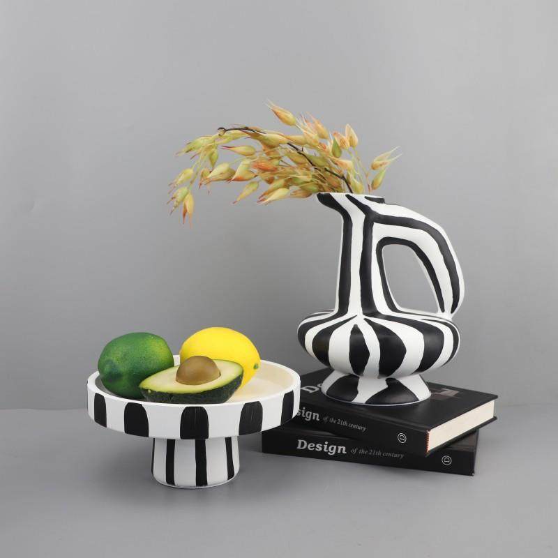 北欧创意黑白竖纹花瓶果盘树脂摆件客厅餐厅电视柜样板房家居饰品,畜牧/养殖物资,畜牧/养殖器械,淘宝优惠券,粉丝福利购,淘宝优惠卷