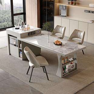 超晶石岛台餐桌一体电动可伸缩现代简约家用2024新款 泡茶中导台