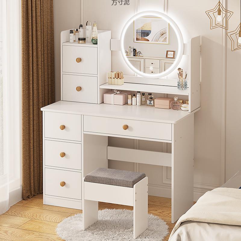 简约现代小型出租屋梳妆台收纳柜一体椅子卧室蝴蝶椅仙女椅化妆柜