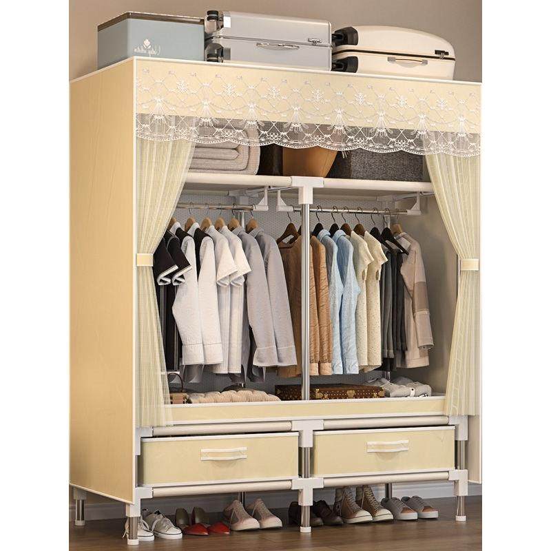 加粗加厚组装柜简易卧室钢管网纱款家用卧室租房布衣柜经济型工厂