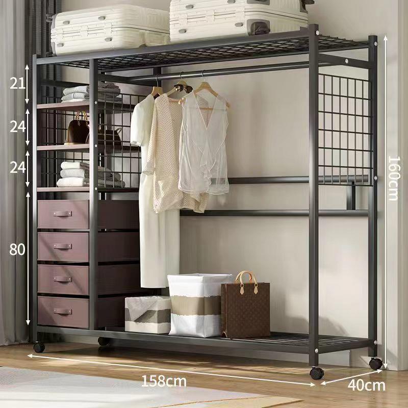 衣柜家用卧室简易衣橱出租房用结实耐用收纳柜经济型组装金属衣柜