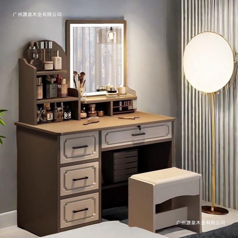 化妆桌2025年新款梳妆台卧室简约现代化妆柜小型收纳斗柜一体书桌