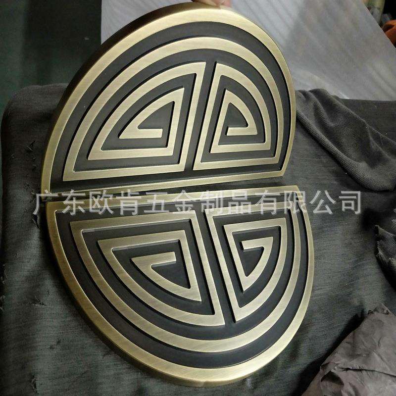 欧肯五金工厂铜铝合金板把手新中式豪华别墅铜门木门精美大门拉手