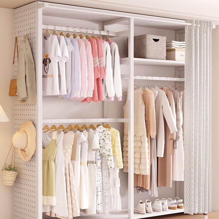 衣帽架洞洞板落地卧室挂衣架金属置物架组装简易新款金属衣w&