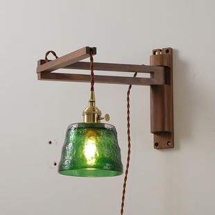 复古木艺个性复古玻璃艺术壁灯民宿卧室书房装饰简约镜前灯壁灯