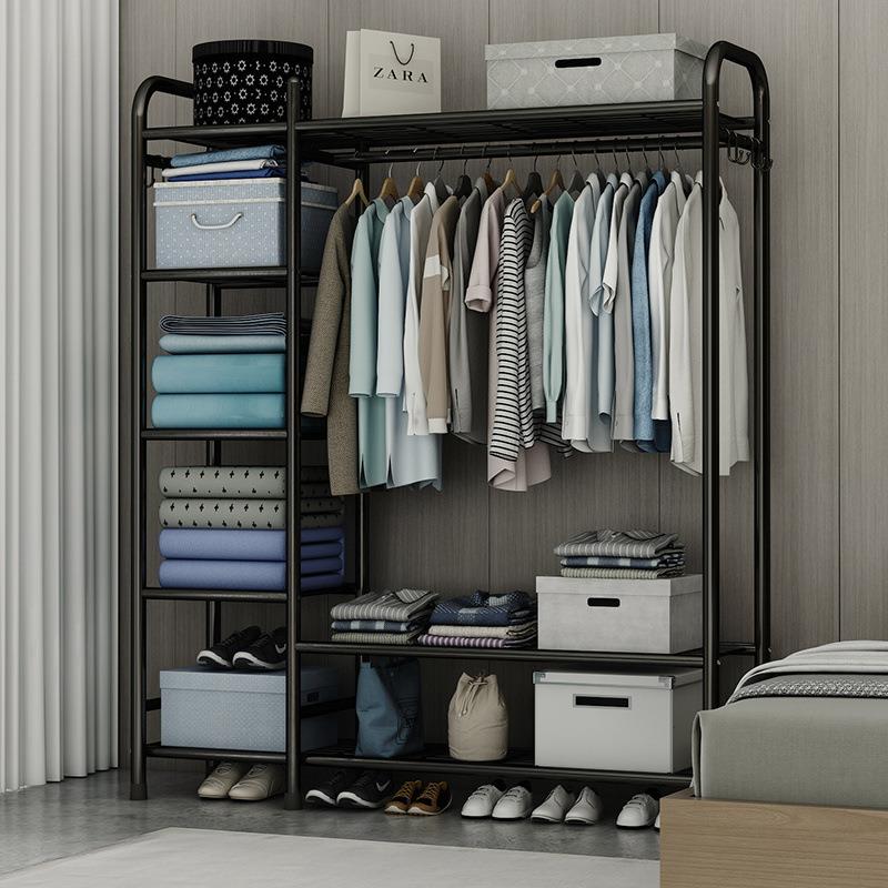 衣架落地家用立式卧室挂衣架简易衣帽架多功能移动加厚加粗