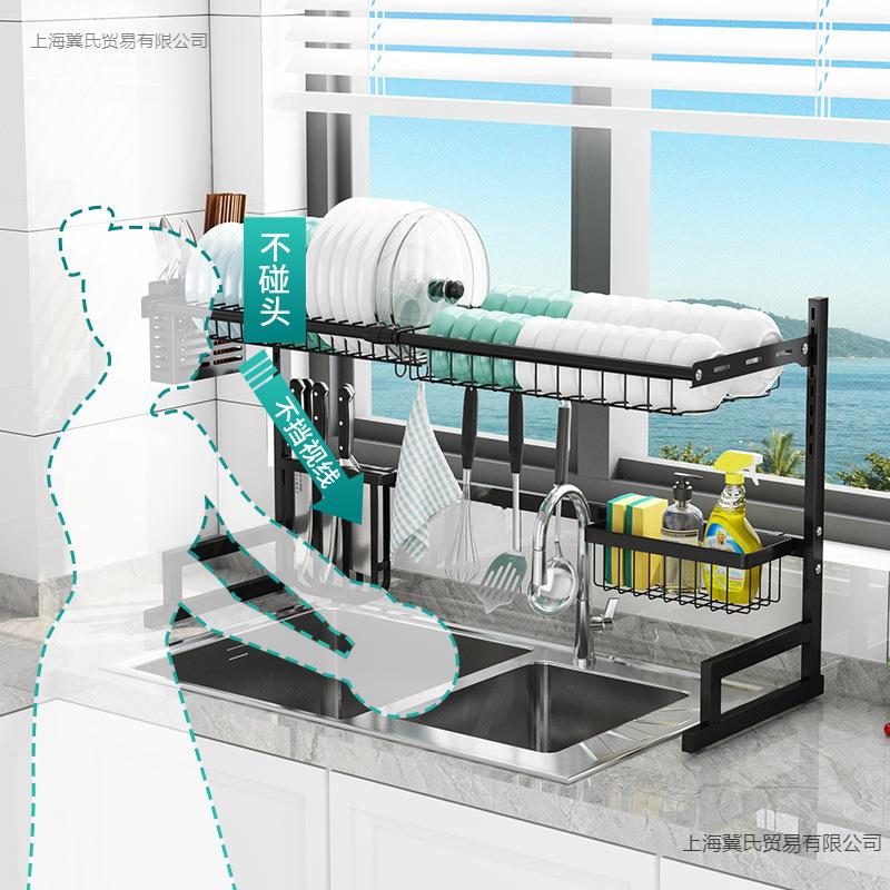 不锈钢可伸缩厨房水置物架多功能台面上方碗碟沥水架碗筷收纳架