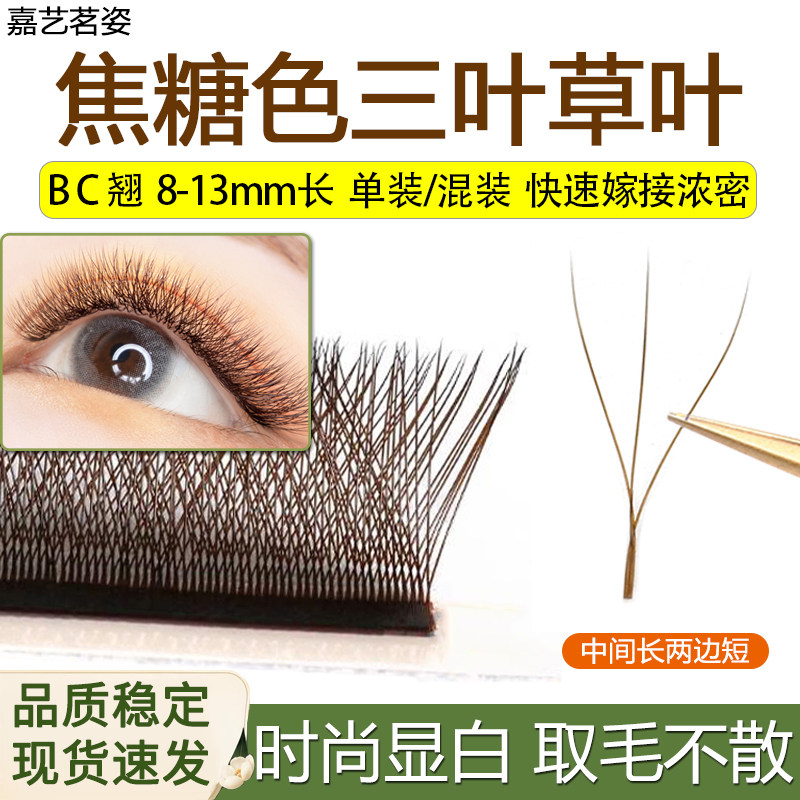 棕色三叶草睫毛嫁接柔软W型睫毛