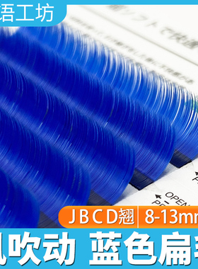 蓝色睫毛扁毛嫁接彩色单根种植紫色超柔软双尖哑光日式美睫店专用