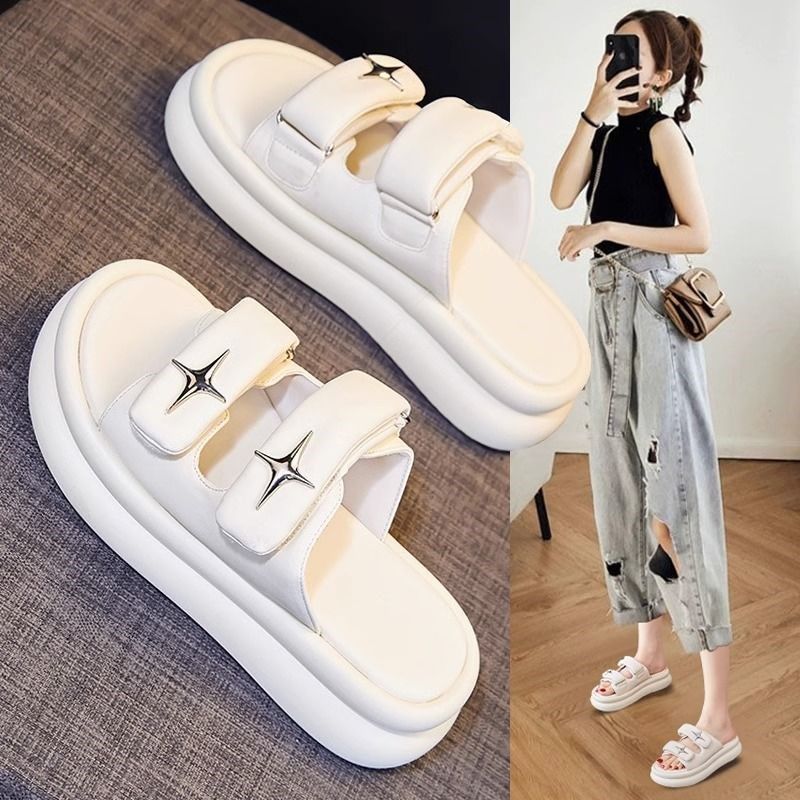 法式高级感厚底凉鞋女款夏季2023新款网红小众时尚仙女风外穿拖鞋