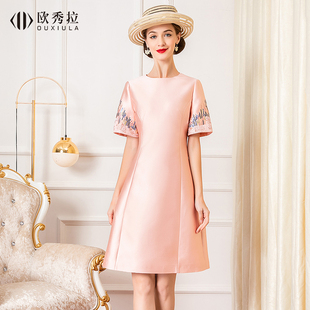 婚礼妈妈装礼服连衣裙女2022夏季新款时尚气质喜婆婆年会敬酒服秋