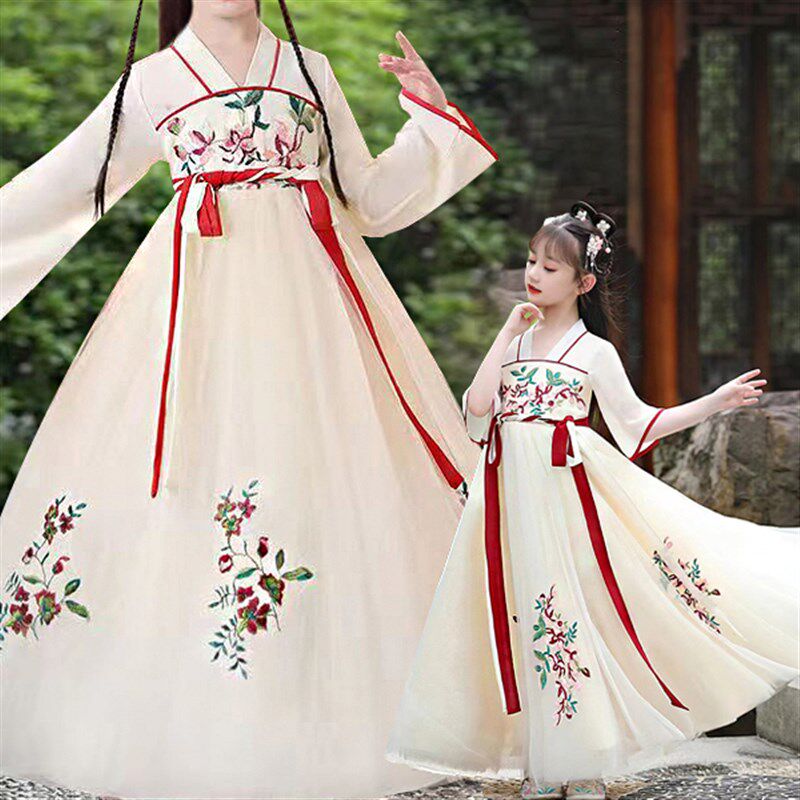 亲子汉服古装母女童春夏2025新款唐襦裙连衣裙儿童超仙古风演出服