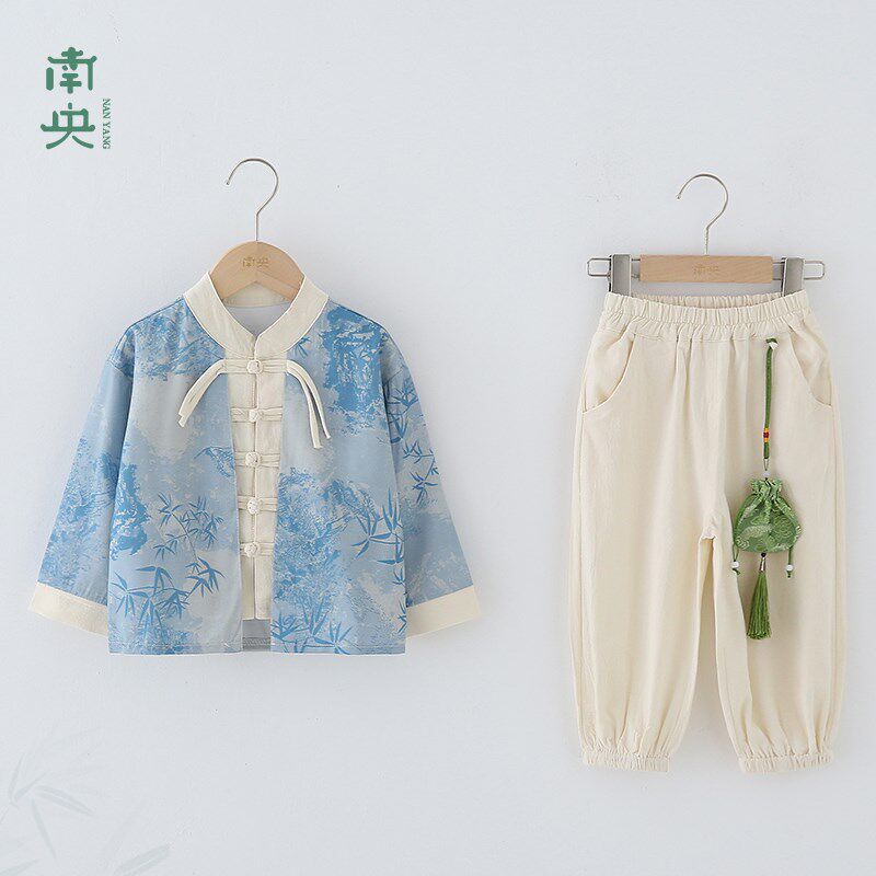 中秋汉服男童古风表演服女童唐装套装春秋季国风亲子装新中式男孩