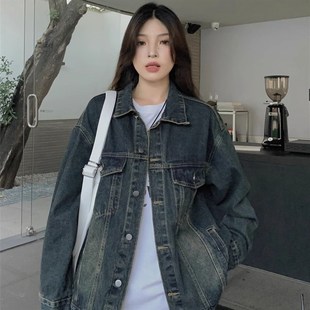 复古牛仔衣早春外套女装2024新款宽松休闲美式爆款夹克春秋款上衣