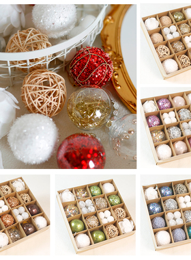 6cm红金色透明银白色耶诞球diy耶诞树装饰高级吊饰挂饰挂件套装