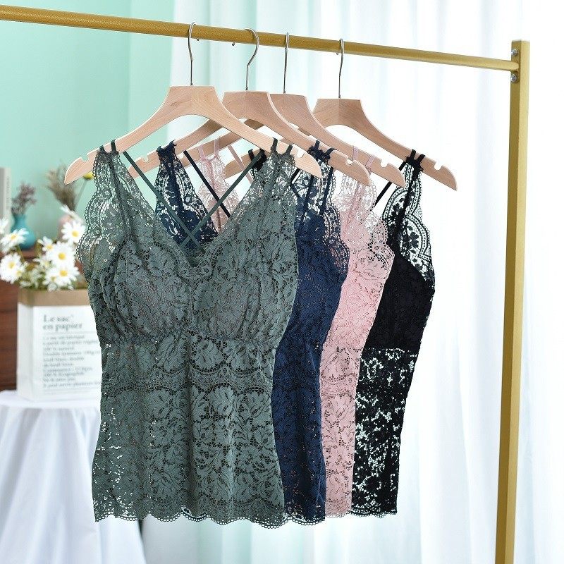 大码蕾丝背心女胖mm带胸垫美背抹胸内搭外穿打底冬季薄款吊带内衣