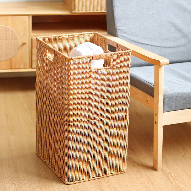 编织收纳筐家用脏衣篮洗衣篓客厅电视柜边角储物收纳箱特大号仿藤