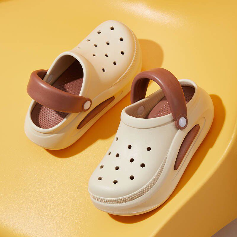 洞洞鞋女夏季外穿小码34码t33小个子摇摇鞋增高防滑沙滩凉鞋厚底3