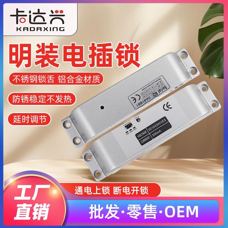 明装电插锁门禁电锁挂装电插锁侧装电插锁12V24V明装电锁门禁套装