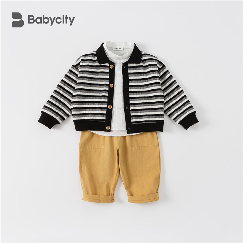 男童秋装套装2022新款宝宝韩版衣服春秋儿童开衫三件套帅气童装潮