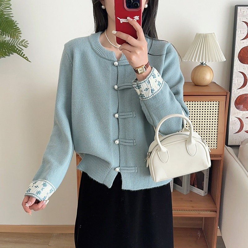 国风开衫针织外套女春秋季新款时尚洋气短款宽松外搭中式毛衣外套,女装/女士精品,毛针织衫,淘宝优惠券,粉丝福利购,淘宝优惠卷
