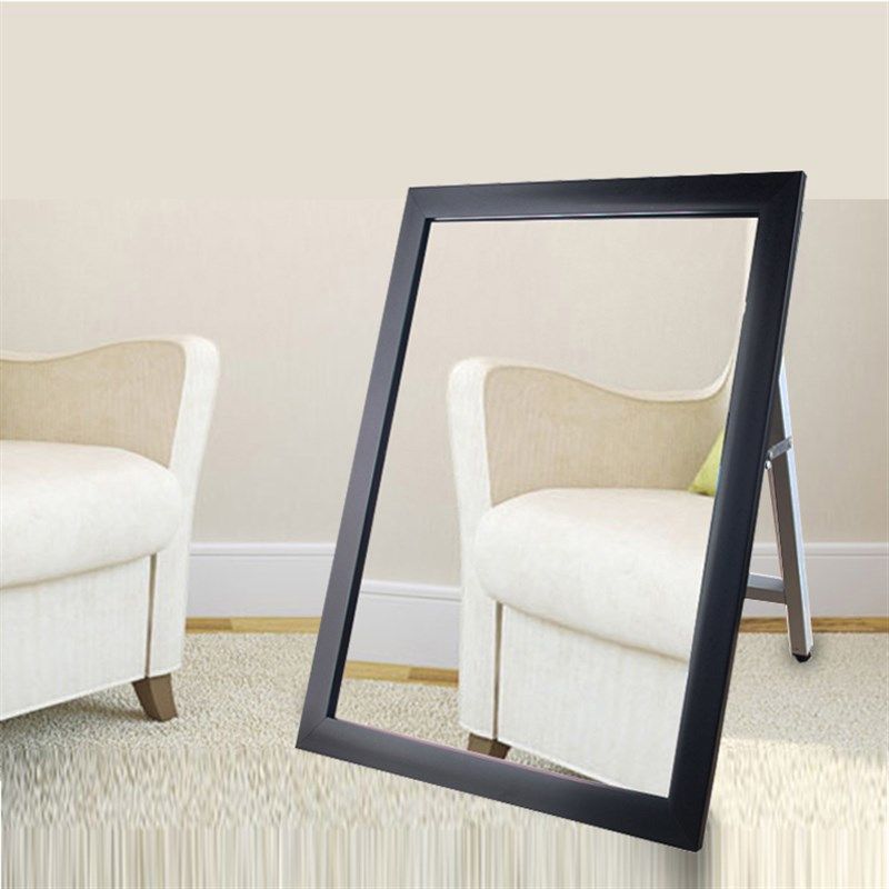 鞋店门口试鞋镜子化妆铝合金框镜欧式实木穿衣镜换鞋架浴室挂置地