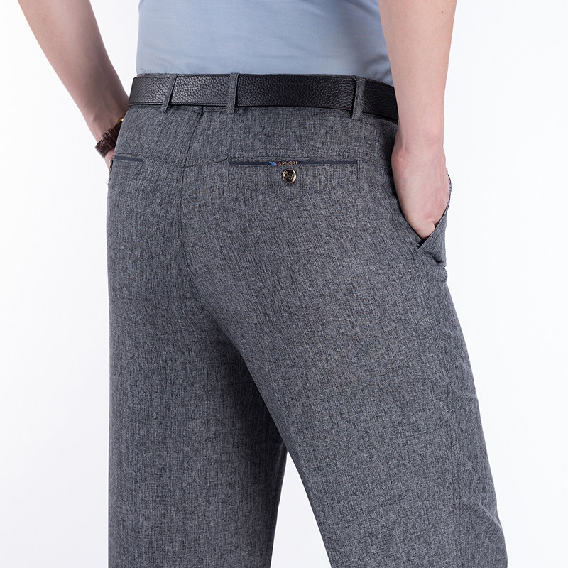 中老年男士休闲裤夏季薄款长裤子直筒高腰夏裤宽松爸爸装夏天男裤