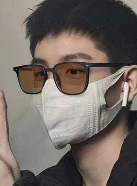 茶色近视墨镜男款潮大脸2022年新款潮网红复O古太阳眼镜开车级感