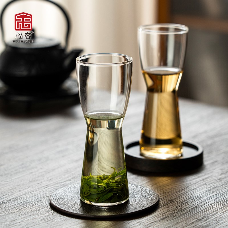 福容简杯高硼硅耐热玻璃家用绿茶杯个人I泡茶杯茶具办公室喝水杯