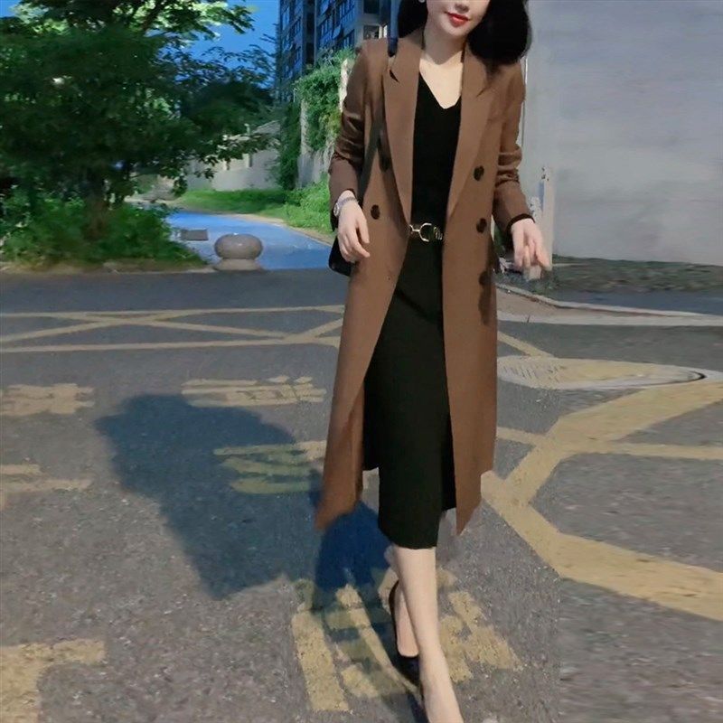 复古英伦卡其色风衣羊毛高级感商务中长版西装领气质外套2023新款,女装/女士精品,风衣,淘宝优惠券,粉丝福利购,淘宝优惠卷