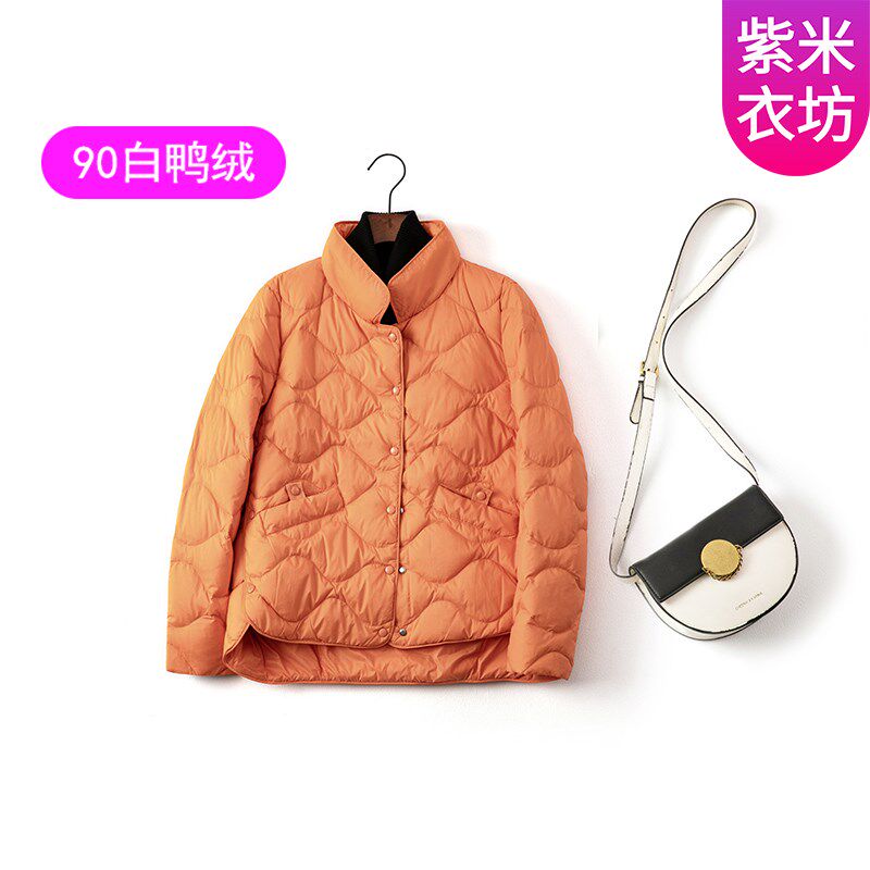 紫米衣坊轻薄羽绒服女短款冬季新款中年妈妈中式立领廓形女士外套