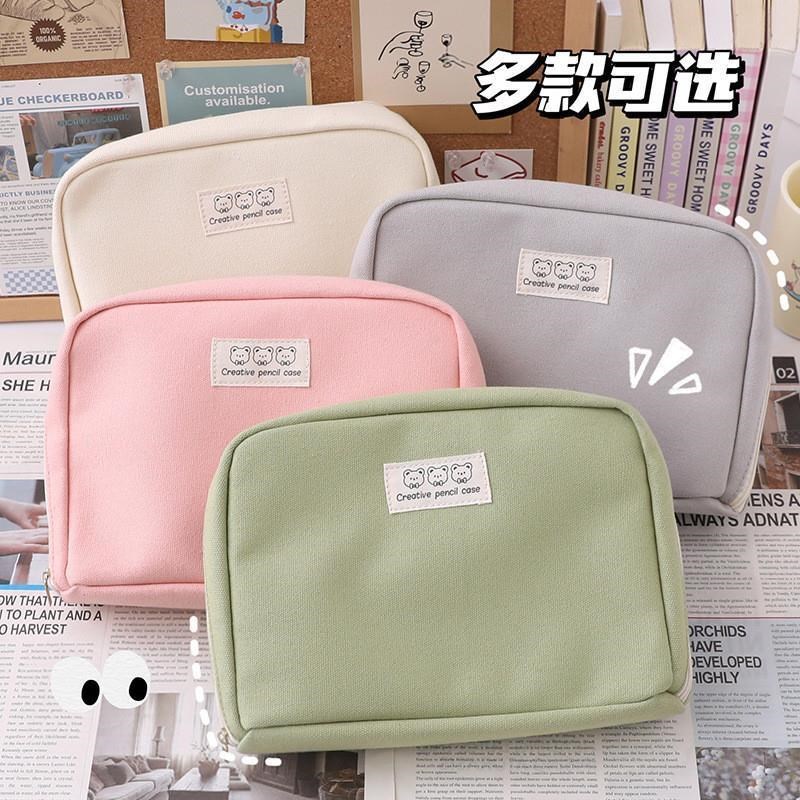 .Large Capacity Pencil Case 3 CompFartment Pouch Pen Bag Dou
