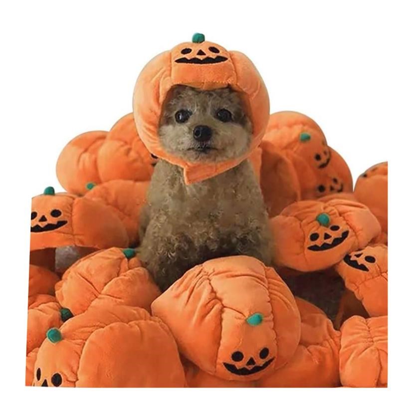 .1PC Pet Halloween Pumpkin Hat Teddy Dress Oup Headdress Cat