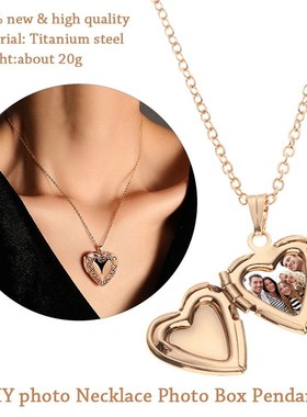 Love Heart Secremt Message Locket Necklace Pendant DIY Photo
