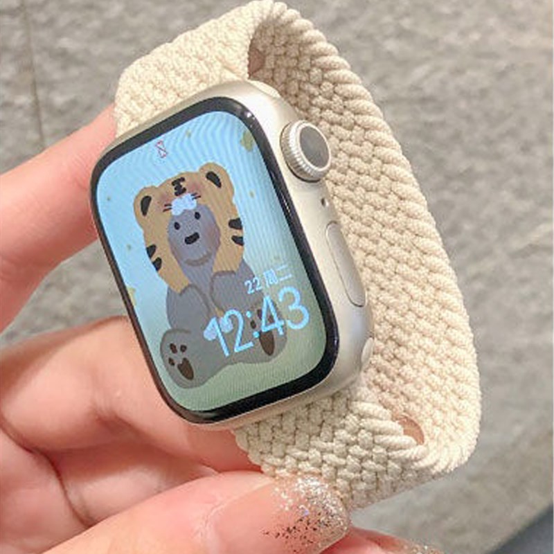 Braided solo loop For Apple watch band 44mm 45mm W42mm 40mm