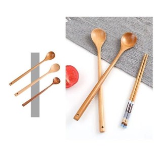 Spoons Spoon Round Cooking Natural fXor Long Soup Wooden