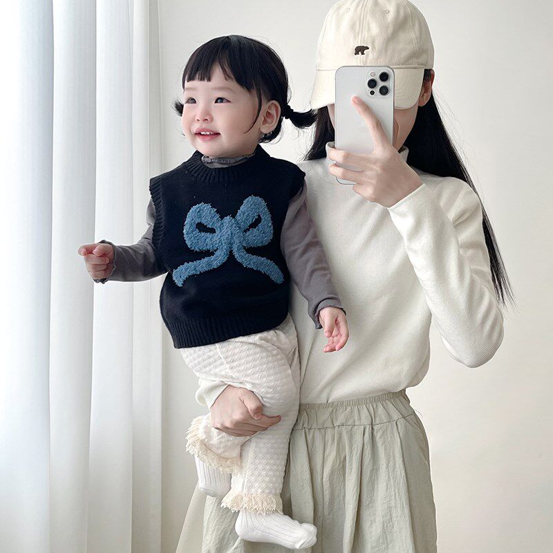 女宝宝春秋可爱套装针织毛衣背心婴儿洋气打底衫女小童休闲长裤子