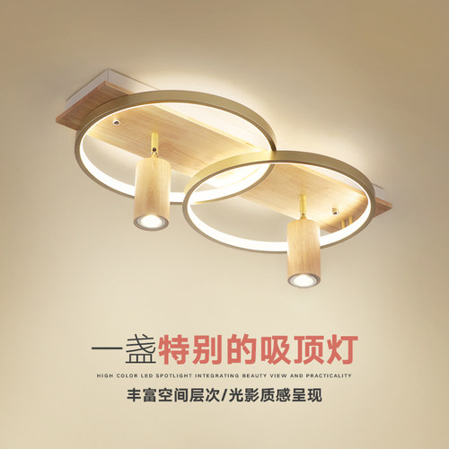 北欧卧室b灯吸顶灯现代简约书房灯客厅灯实木创意设计日式led灯具
