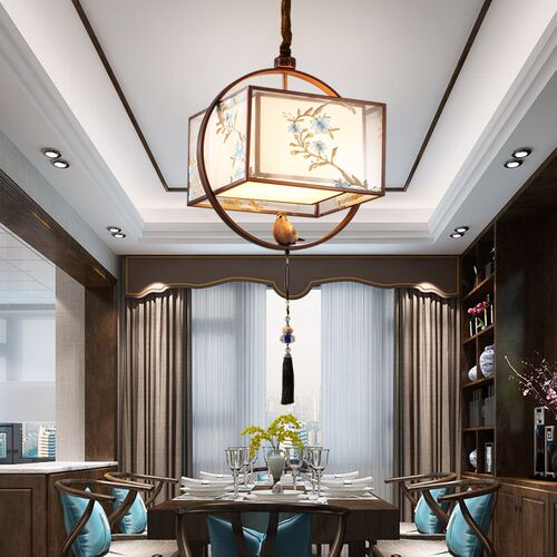 新中式吊灯茶楼中国风复古禅意玄关门厅过道走廊酒店餐饮餐厅灯具