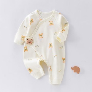 新生儿婴儿连体衣服a类纯棉春秋满月宝宝早秋装衣服秋冬52码哈衣