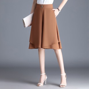 休闲裙裤 雪纺五分阔腿短裤 高腰显瘦垂感百搭时尚 2025新款 女夏薄款