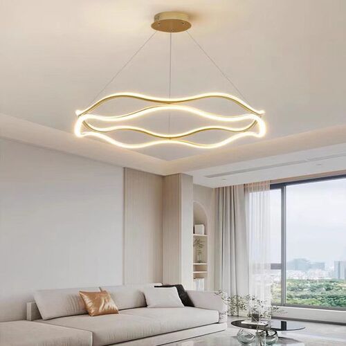 现代波浪客厅吊灯轻奢简约餐厅卧室房间灯个性北欧环形艺术led 灯