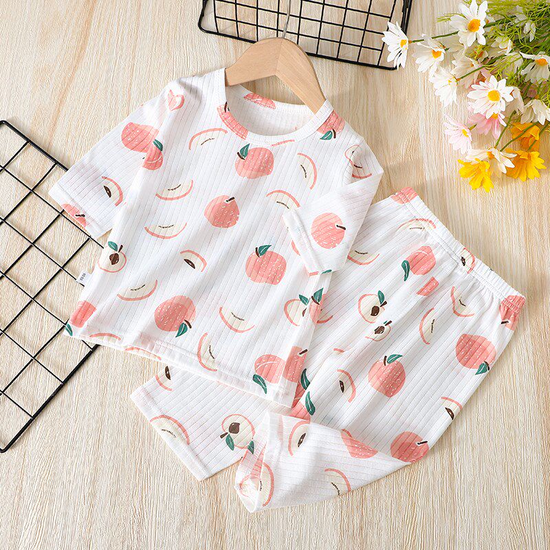 婴儿分体套装夏季纯棉睡衣七分袖宝宝透气衣服男女儿童空调家居服