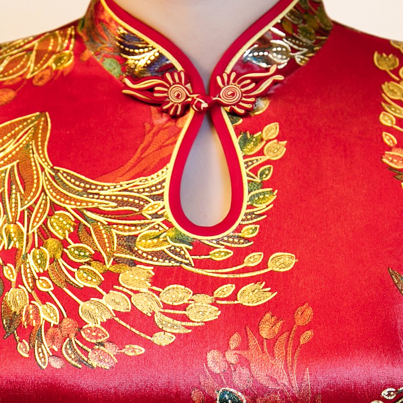 旗袍中年女妈妈端庄大气改良中国风2021春秋新款中袖中长款连衣裙
